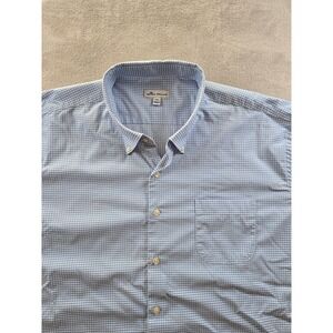 Peter Millar Shirt Mens XXL Blue Check Nylon Stretch Long Sleeve *Read